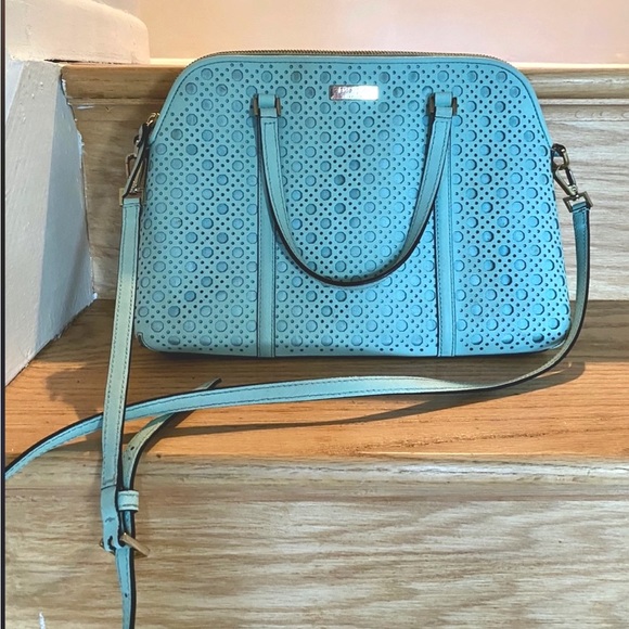 Kate Spade Dome Bag for Spring , Newberry Lane Caning Texture, in “grace blue”. - Picture 9 of 13